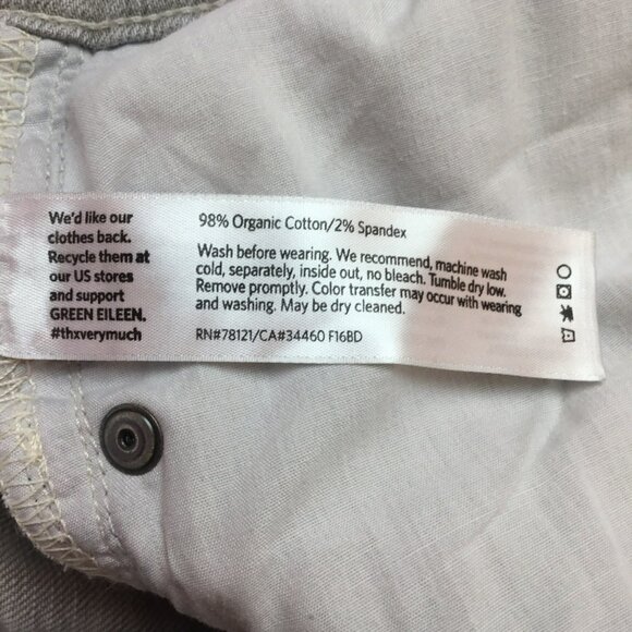 Eileen Fisher Gray Womens 14 Organic Cotton Blend Straight-Leg Jeans - Picture 12 of 12